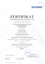 Zertifikat AD 2000 HP0 Deutsch